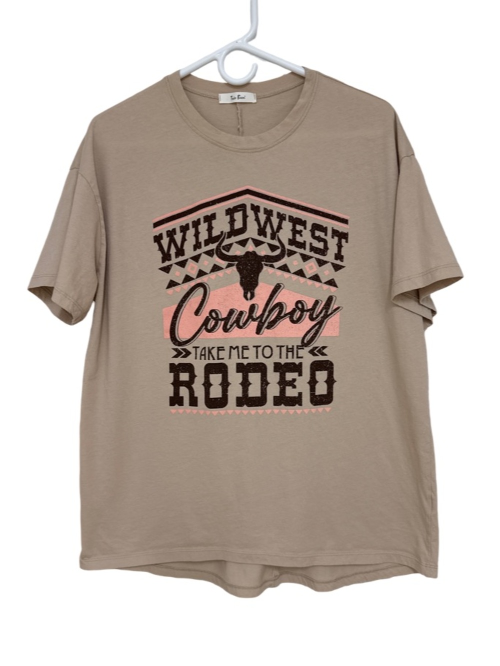Tres Bien “Wildwest Cowboy Take Me To The Rodeo”  Graphic Tee Women’s M/L Tan